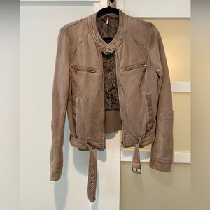 Free People moto jacket. Size small. Dusty mauve. Never worn.